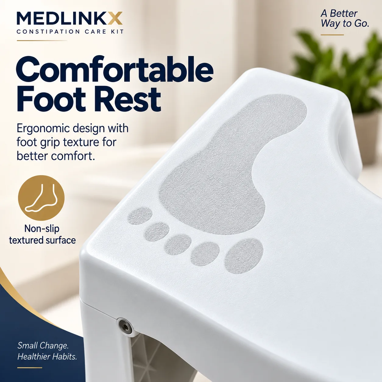 Comfortable textured foot rest of the Medlinkx footstool