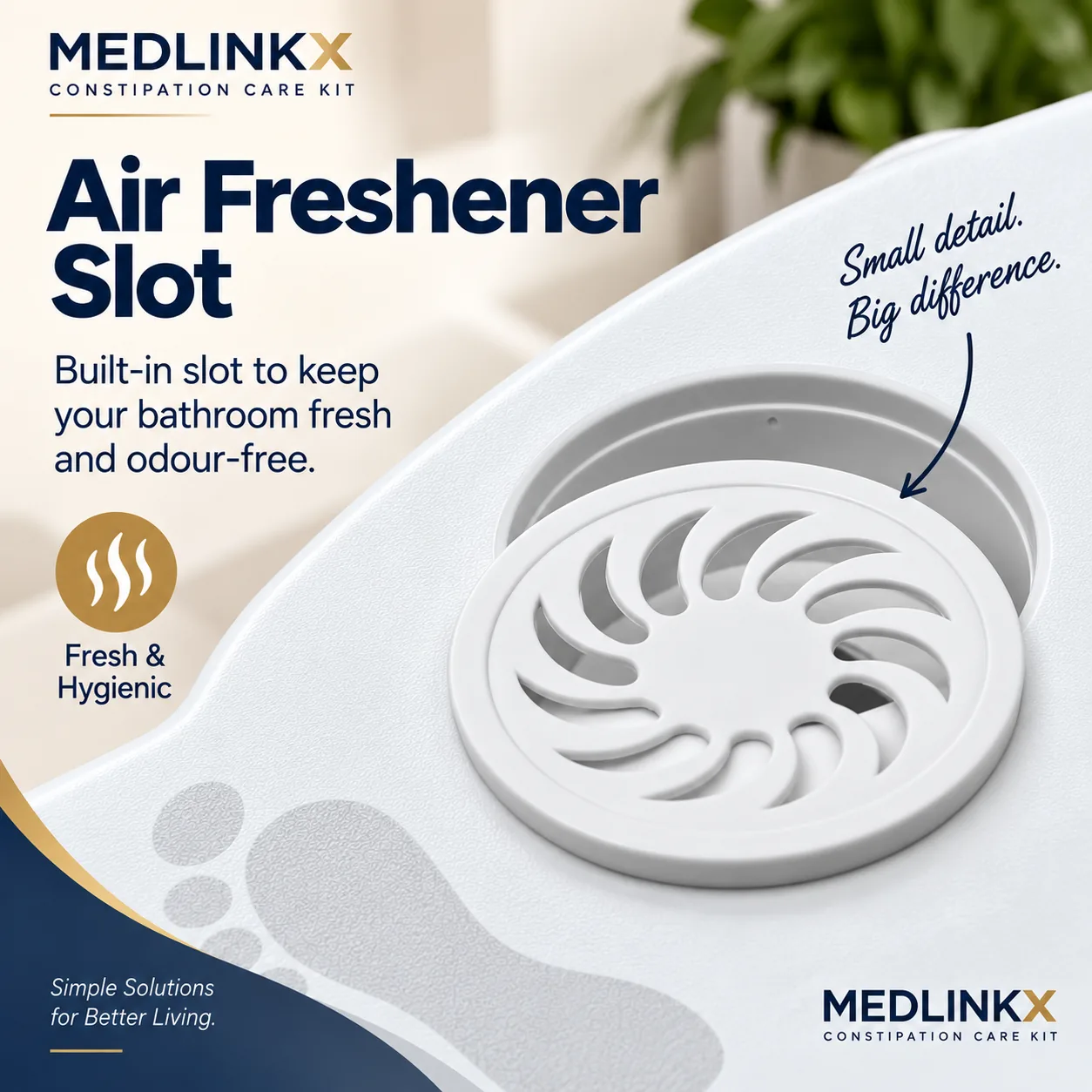 Built-in air freshener slot of the Medlinkx footstool